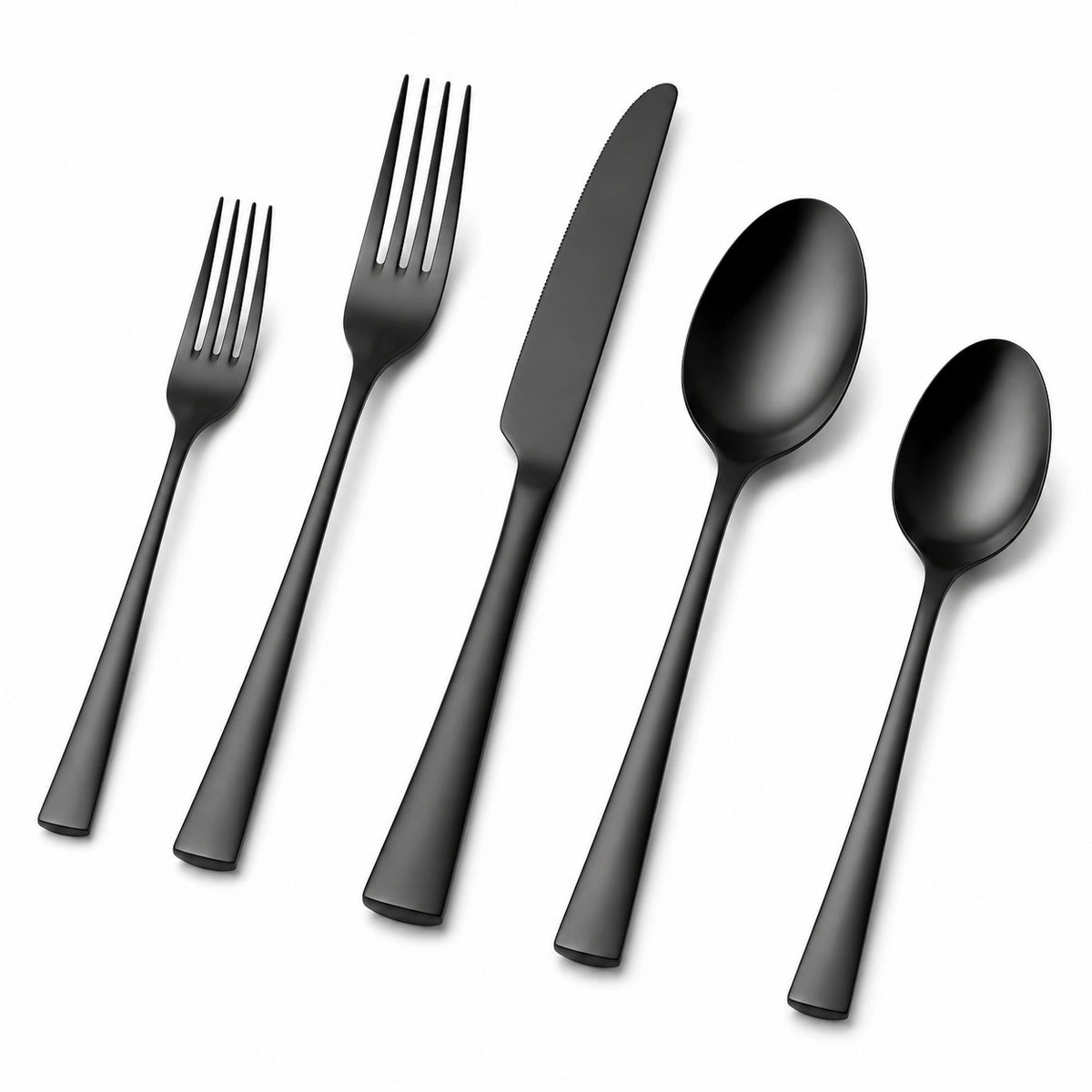 Besteckset 5-teilig Schwarz Edelstahl matt für den Esstisch