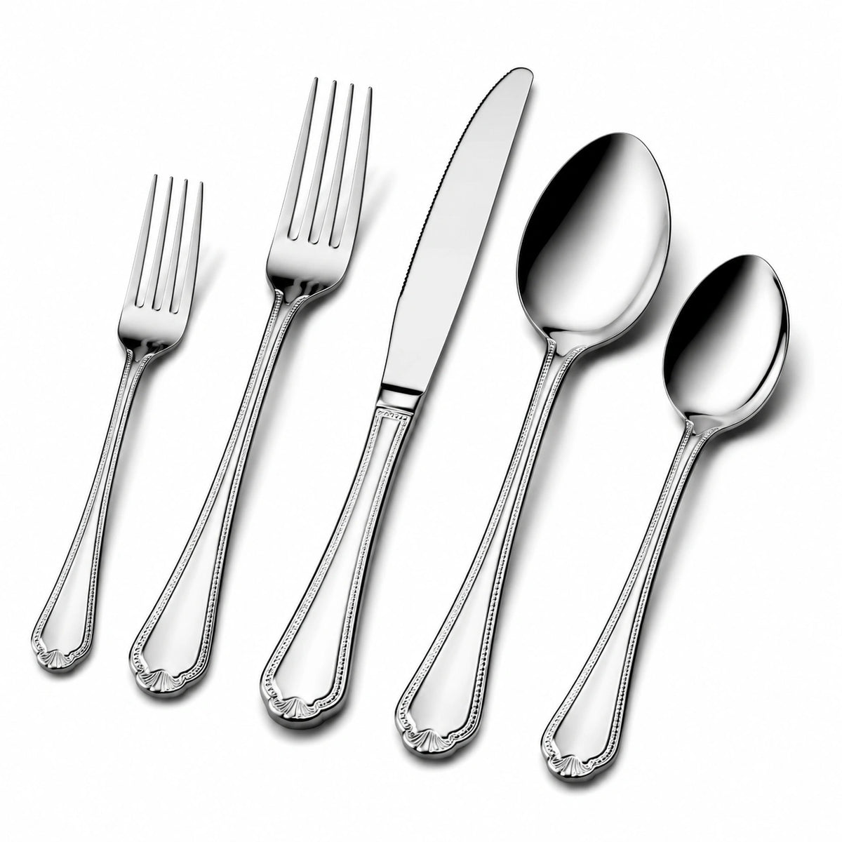 Besteckset 5-teilig Edelstahl Silber Klassisch für den Esstisch