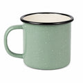 Emaille Tasse 350 ml Salbeigrün mit Sprenkelmuster für Heißgetränke