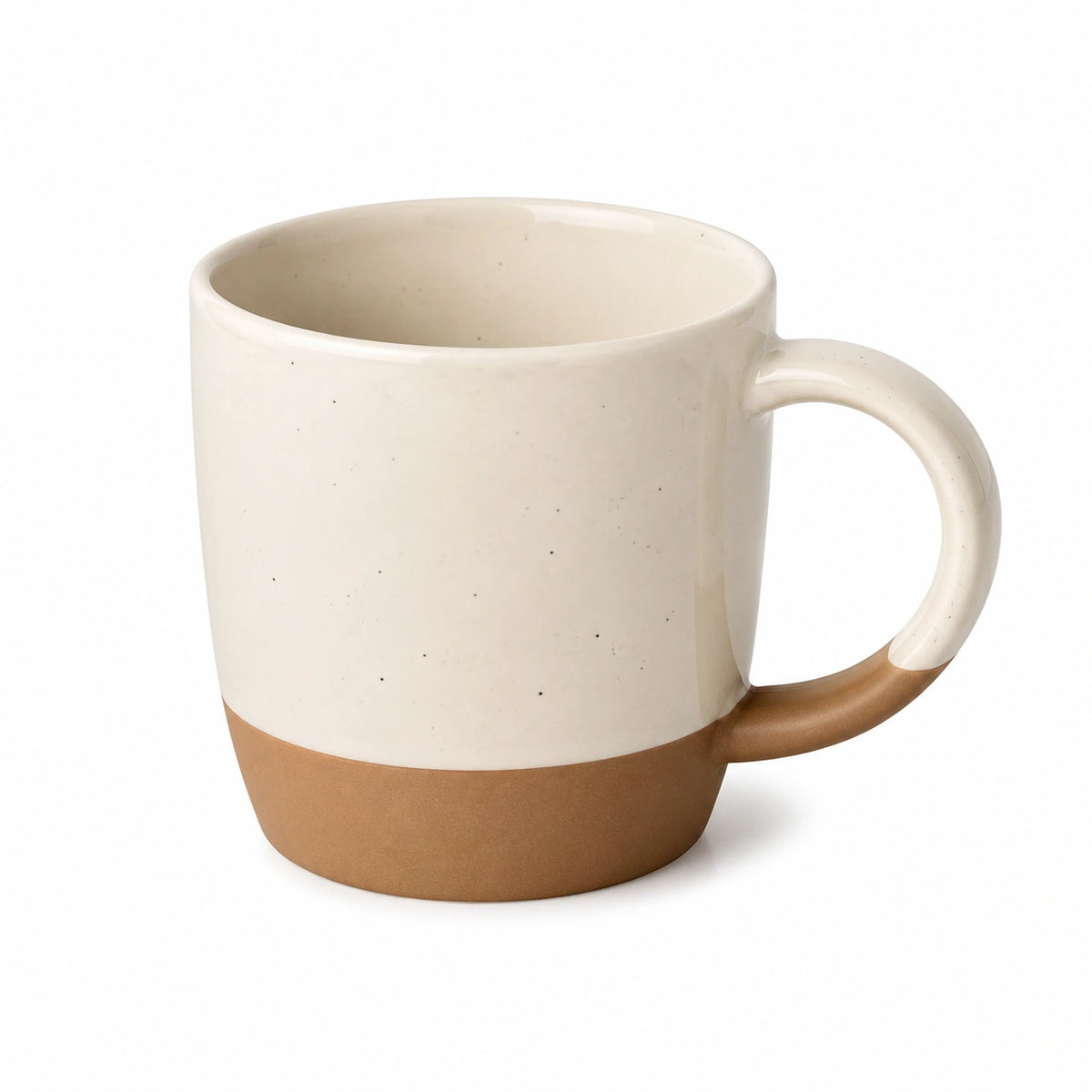 Keramiktasse 350 ml Creme Braun mit Henkel für Kaffee und Tee