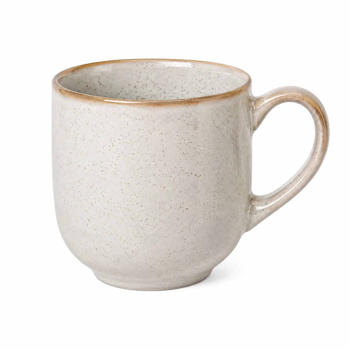 Keramiktasse 400 ml Beige gesprenkelt für Heißgetränke - große Kaffeetasse mit Henkel