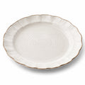 Servierplatte 32 x 25 cm aus Keramik Cremeweiß mit gewelltem Rand