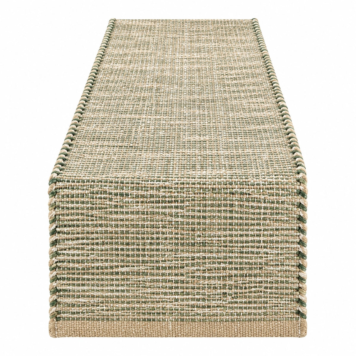 Tischläufer 180 x 35 cm gewebte Textilfasern Beige Grün rechteckig