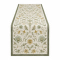 Tischläufer 180 x 40 cm aus Polyester in Cremegrün mit Blumenmuster